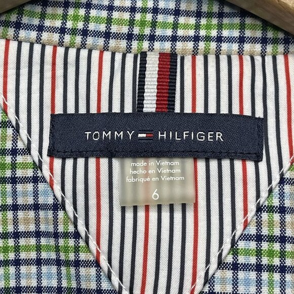 Tommy Hilfiger Womens Checkered Plaid Blazer Size 6 Preppy Style - Picture 2 of 6